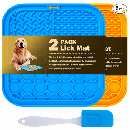 PupKits 2-Pack Silicone Lick Mat for Dogs & Cats | Slow Feeder