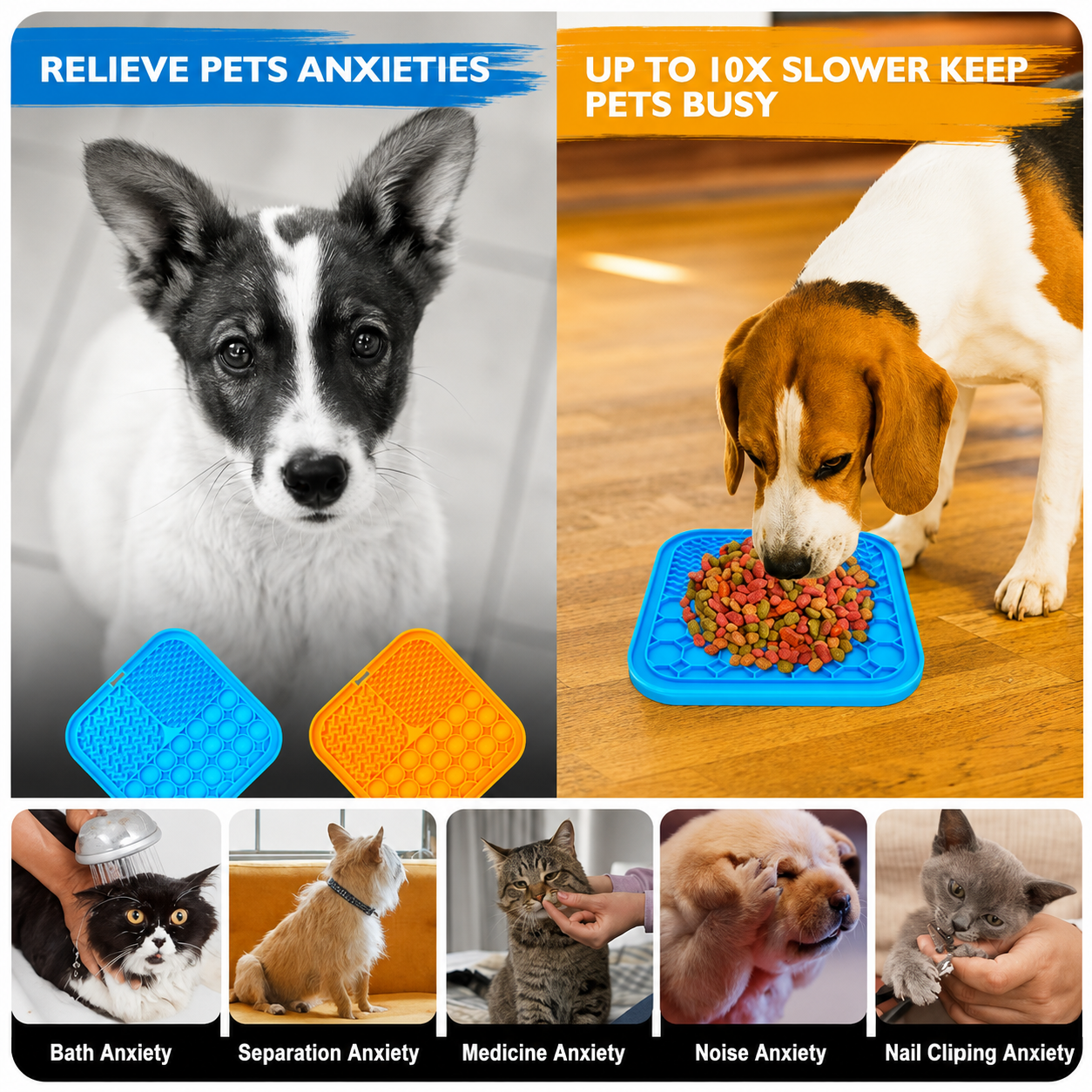 PupKits 2-Pack Silicone Lick Mat for Dogs & Cats | Slow Feeder